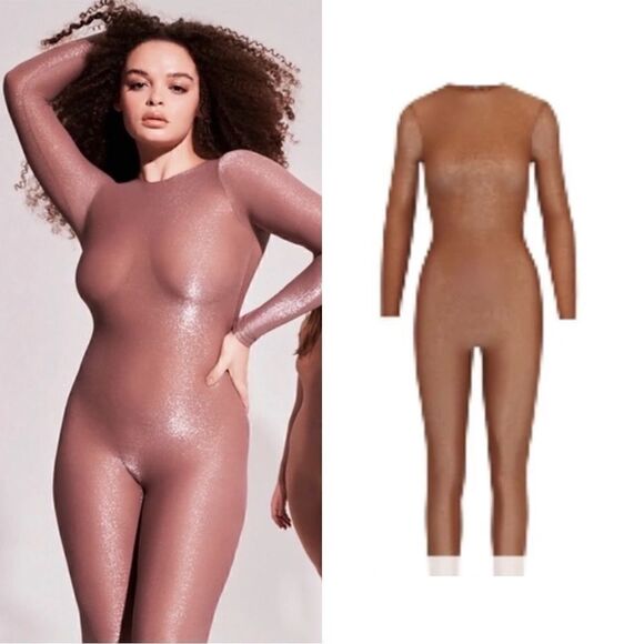 NWT SKIMS Shimmer Catsuit in Copper - Picture 1 of 9